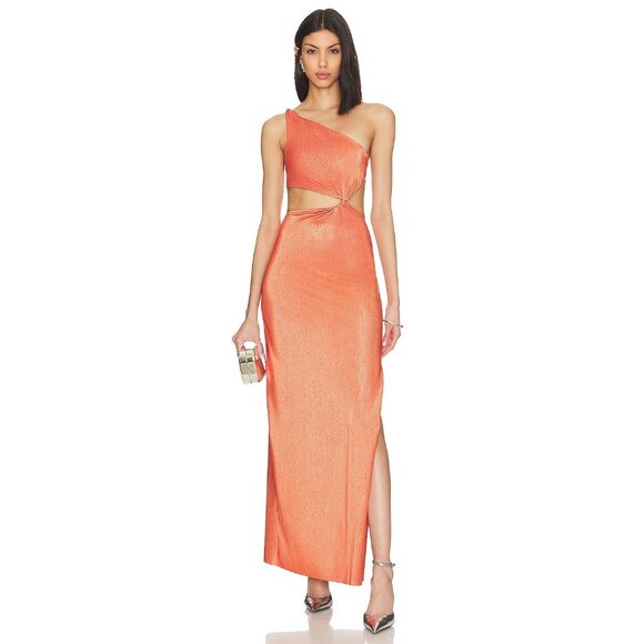 Baobab Luana Cut Out Maxi Dress Durazno Orange Womens Size Large - Picture 2 of 12